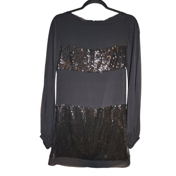 Marciano Silk Black Long Sleeve Sequin Mini Dress Size S - Picture 2 of 8
